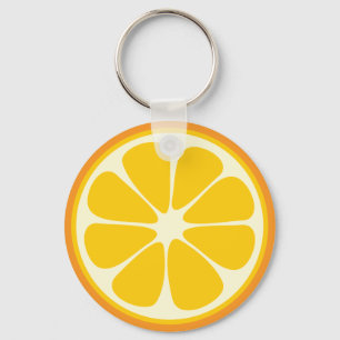 Sweet Juicy Orange Tropical Citrus Fruit Slice Key Ring