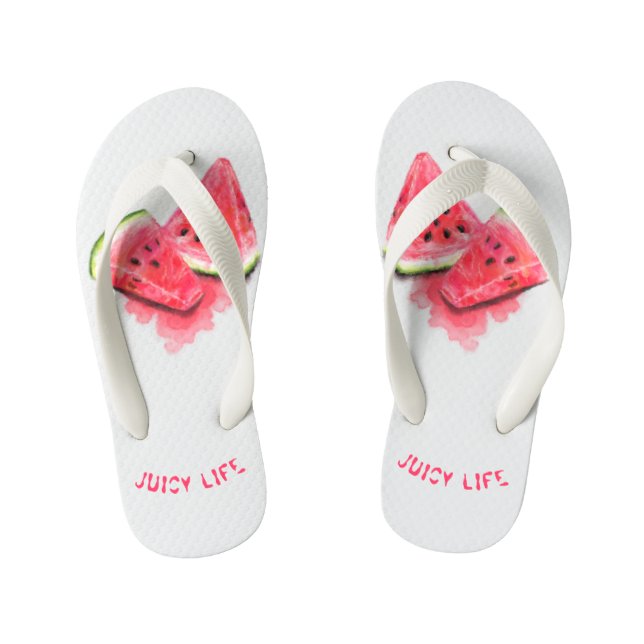 Sweet Juicy Watermelon Pieces Kid's Flip Flops (Footbed)
