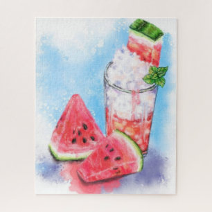 Sweet Juicy Watermelon Pieces Tasty - Hot Summer  Jigsaw Puzzle