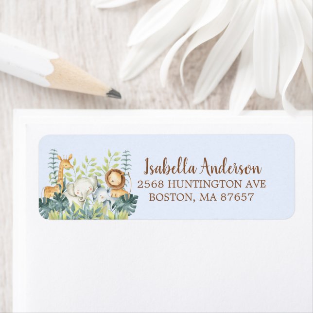 Sweet Jungle Animals Baby Shower Address Label (Insitu)
