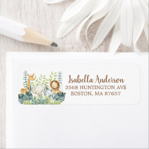 Sweet Jungle Animals Baby Shower Address Label