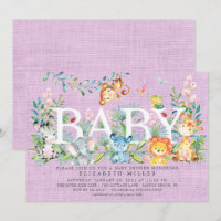 Sweet Jungle Animals Baby Shower Invitation