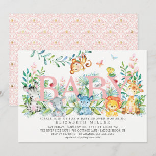 Sweet Jungle Animals Baby Shower Invitation