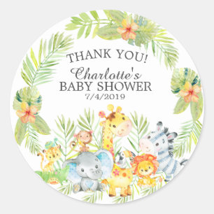 Sweet Jungle Animals Baby Shower Thank You Favour Classic Round Sticker
