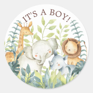 Sweet Jungle Animals It' a Boy Favour Sticker