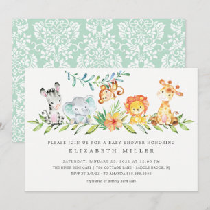 Sweet Jungle Animals Neutral Baby Shower Invitatio Invitation