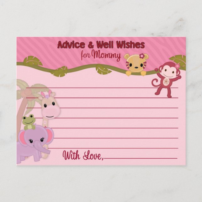 Sweet Jungle Babies Advice for Mummy Cards PINK (Front)