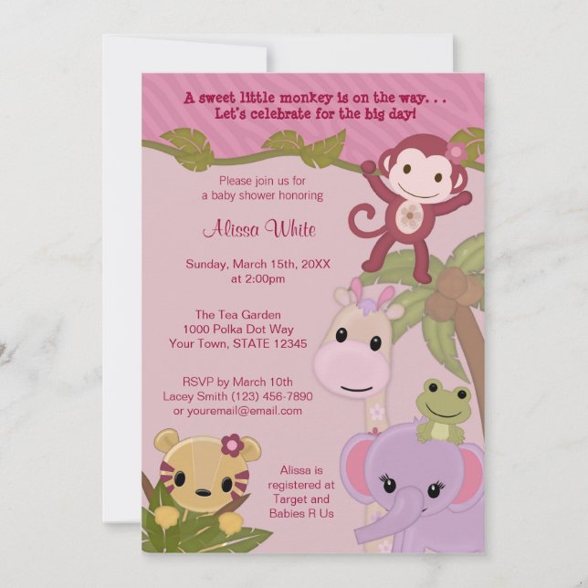 Sweet Jungle Babies Baby Shower Invitation safari (Front)