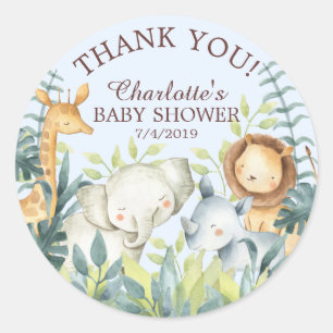 Sweet Jungle Baby Shower Thank You Favour Sticker