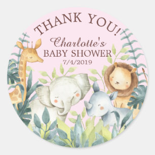 Sweet Jungle Baby Shower Thank You Favour Sticker