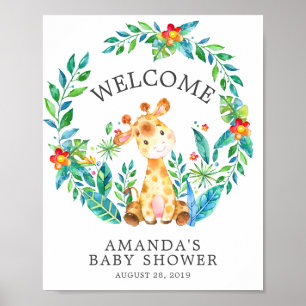Sweet Jungle Giraffe Welcome Baby Shower Poster