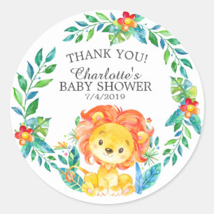 Sweet Jungle Lion Baby Shower Thank You Favour Classic Round Sticker