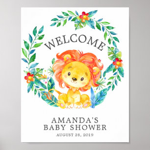 Sweet Jungle Lion Welcome Baby Shower Poster