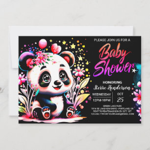 Sweet Jungle Panda Dreamland Girl Baby Shower Invitation