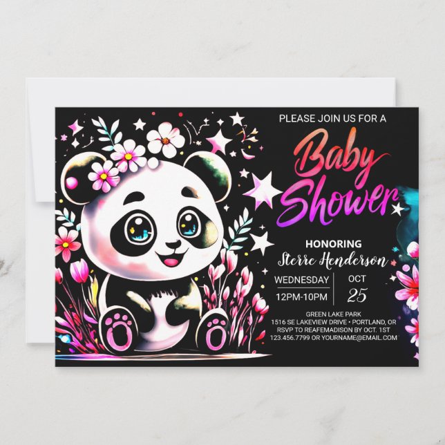 Sweet Jungle Panda Dreamland Girl Baby Shower Invitation (Front)