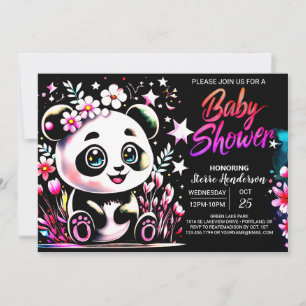 Sweet Jungle Panda Dreamland Girl Baby Shower Invitation