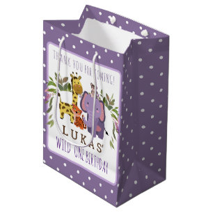 Sweet Jungle Safari Animal 1st Birthday  Medium Gift Bag