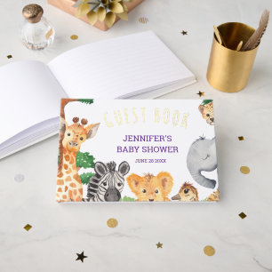 Sweet Jungle Safari Animal Wild One Baby Shower Guest Book