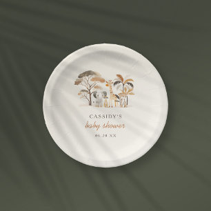 Sweet Jungle Safari Animals Boy Baby Shower Paper Plate