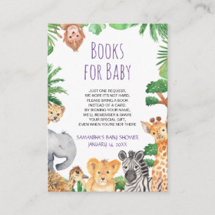 Sweet Jungle Safari Bring a Book Card Baby Shower