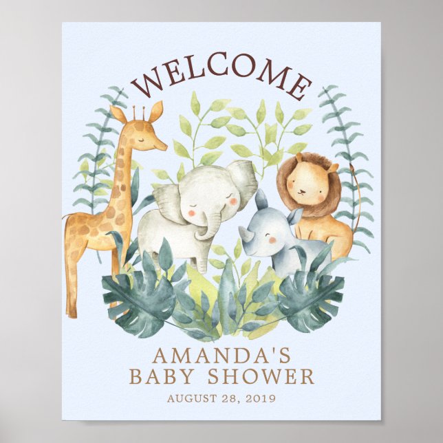 Sweet Jungle Welcome Baby Shower Poster (Front)