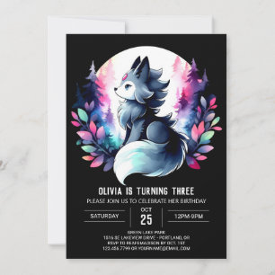 Sweet Jungle Wolf Birthday  Invitation