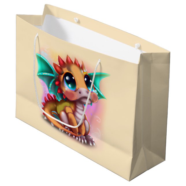 Sweet Kawaii Baby Dragon Large Gift Bag (Front Angled)