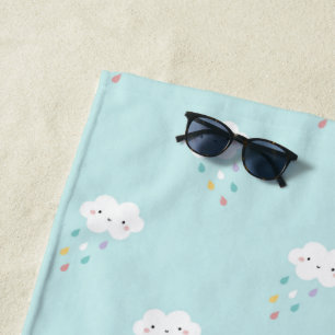 Sweet Kawaii Cloud Pattern Beach Towel