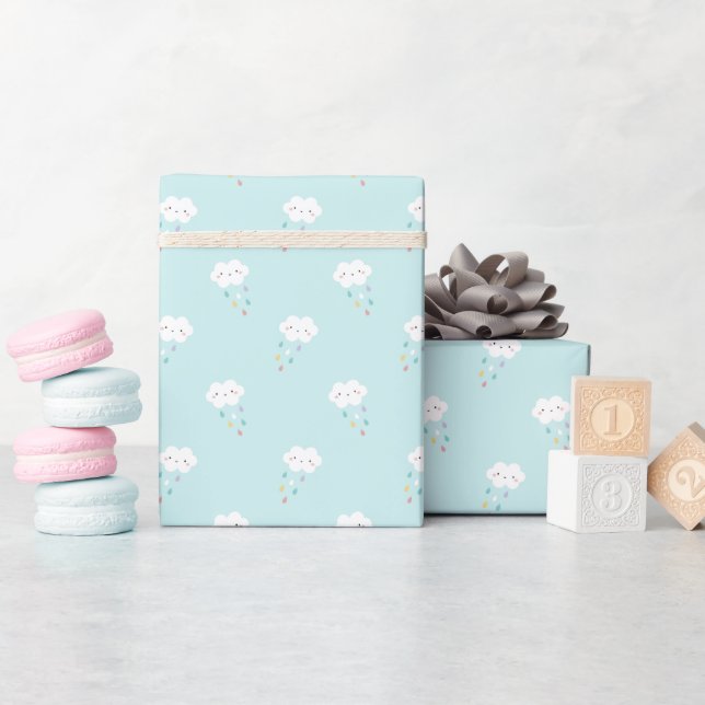 Sweet Kawaii Cloud Pattern Wrapping Paper Roll (Baby Shower)