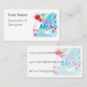 Sweet Kawaii Creatures in Lollipop Sky Business Card