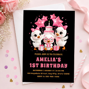 Sweet Kawaii Duck Birthday Invitation