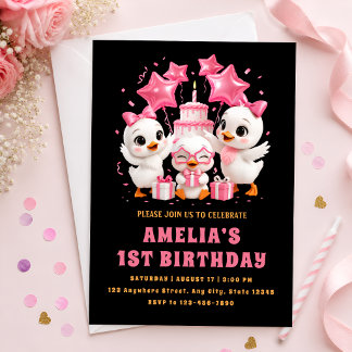 Sweet Kawaii Duck Birthday Invitation
