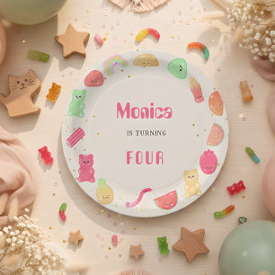 Sweet kawaii gummi candies birthday paper plate