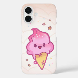 Sweet Kawaii Ice Cream – Cute Pink Cone iPhone 16 Case