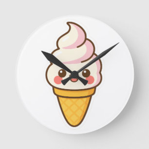 Sweet Kawaii Ice Cream Round Clock