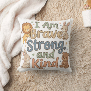 Sweet Kids Encouraging Quote Brave Strong Kind Cushion
