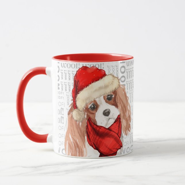 Sweet King Charles Terrier Christmas Dog Mug (Left)