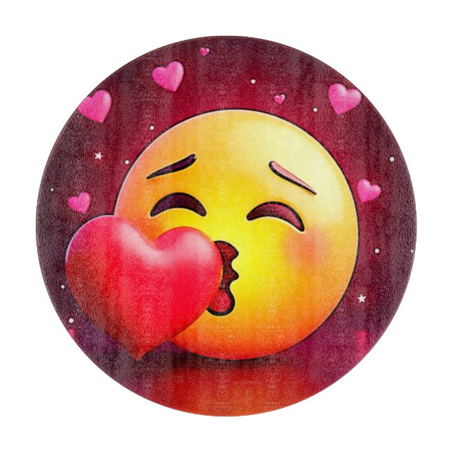 Sweet Kiss Heart Emoji Cutting Board (Front)