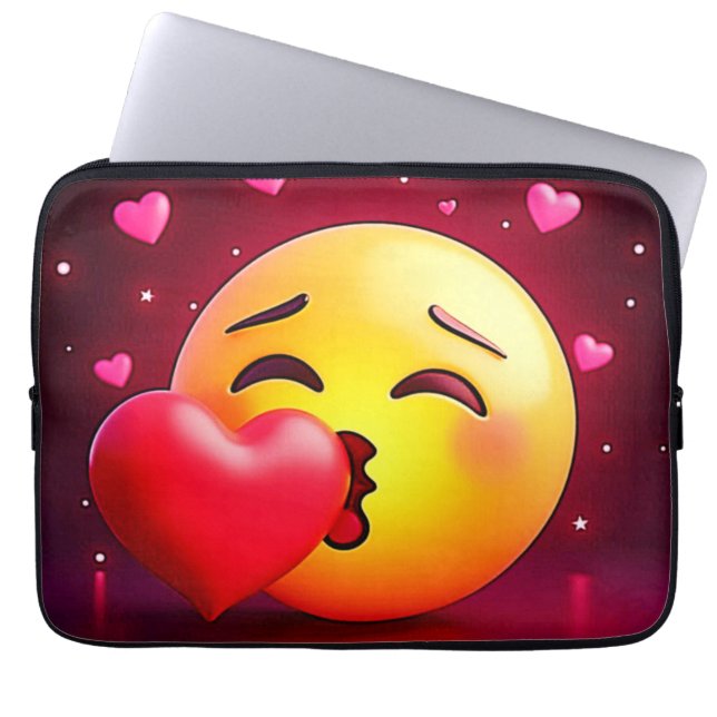 Sweet Kiss Heart Emoji Laptop Sleeve (Front)