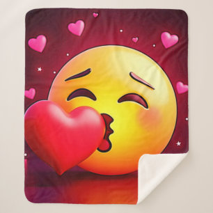 Sweet Kiss Heart Emoji Sherpa Blanket