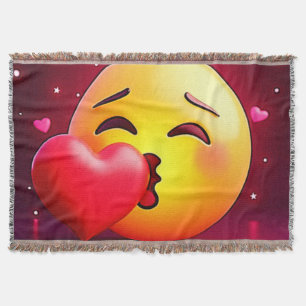 Sweet Kiss Heart Emoji Throw Blanket
