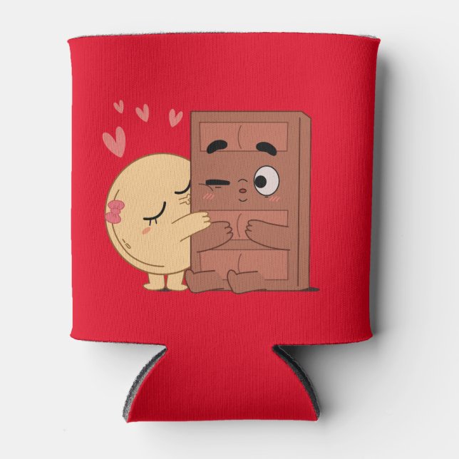 Sweet Kisses Choco Pancake Valentines Couples Love Can Cooler (Front)
