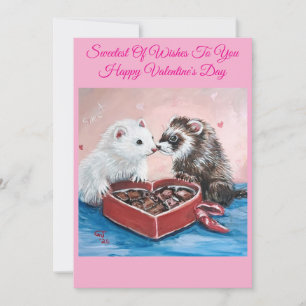 Sweet Kisses Ferret Valentine Holiday Card