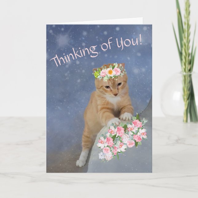 Sweet Kitten and Flowers Cancer Support Card (Front)