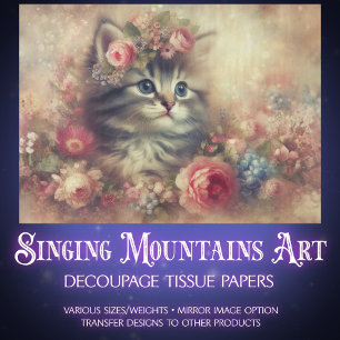 Sweet Kitten Garden Floral Furniture DIY Decoupage Tissue Paper