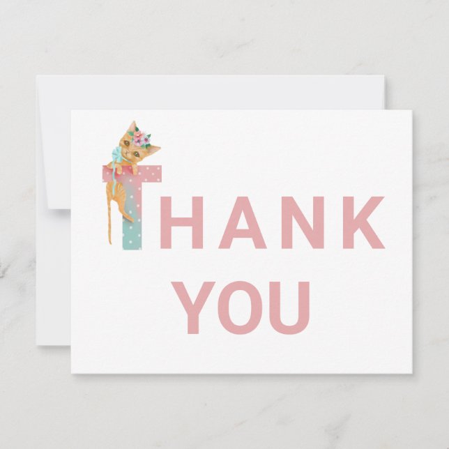 *~* Sweet Kitten Pastel Baby Shower Thank You Card (Front)