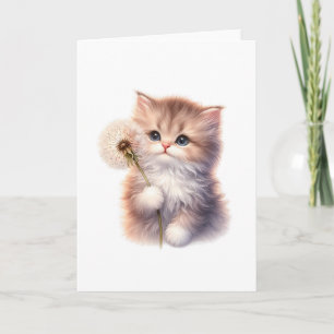 Sweet Kitten with Daisy – Adorable Blank Greeting Card