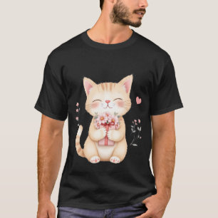 Sweet Kitten with Flowers and Gift Box ✨🐾🌸 T-Shirt