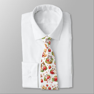 Sweet Kittens and Strawberries  Tie