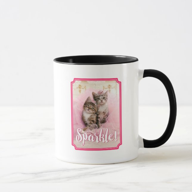 Sweet Kittens in Tiaras and Pink Sparkly Tutu Mug (Right)